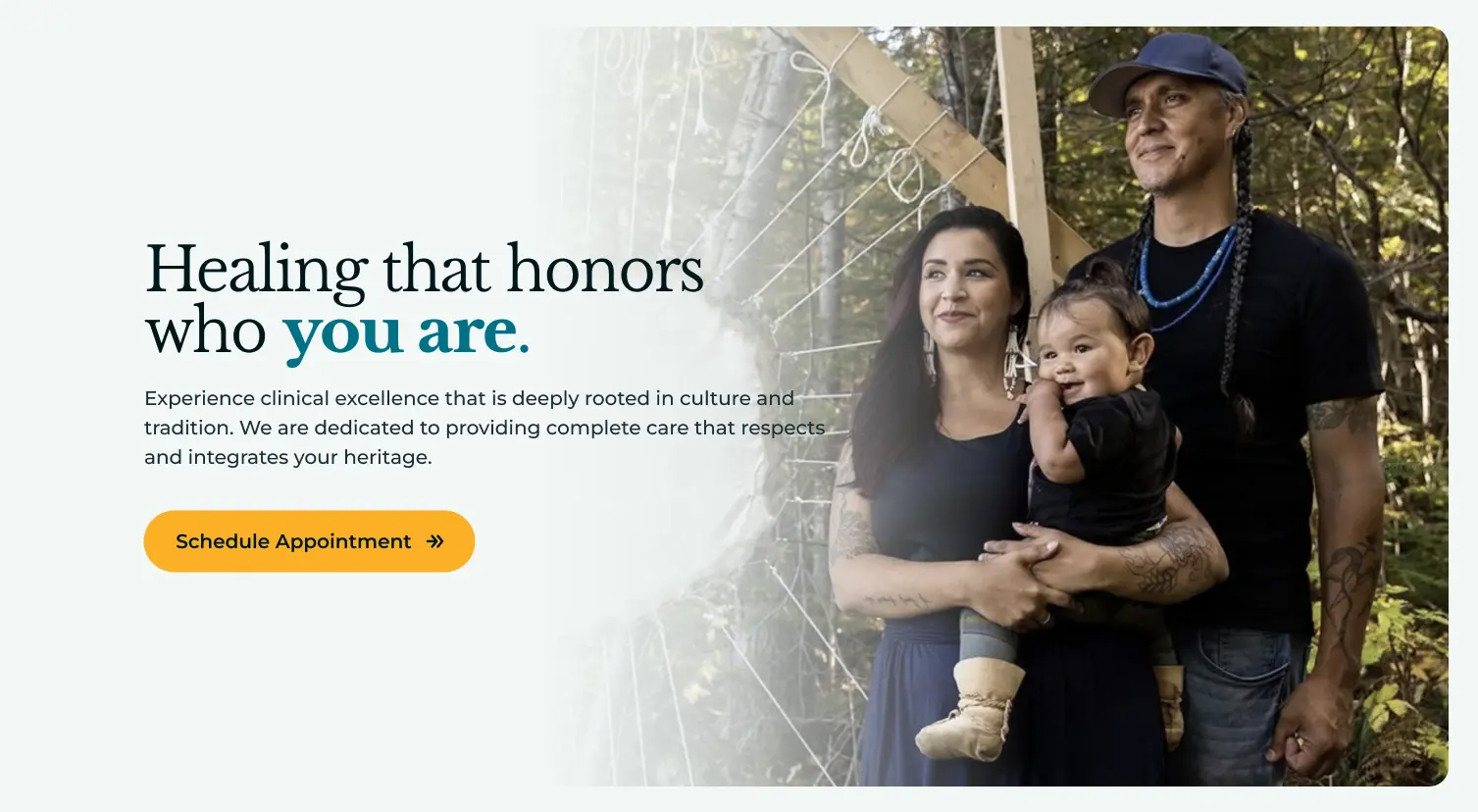“Healing that honors who you are” section with a Schedule Appointment call to action.